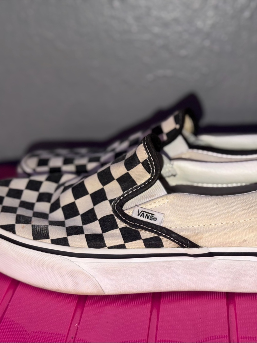 Vans Kids Checkerboard Slip-On Shoes - Black & White
